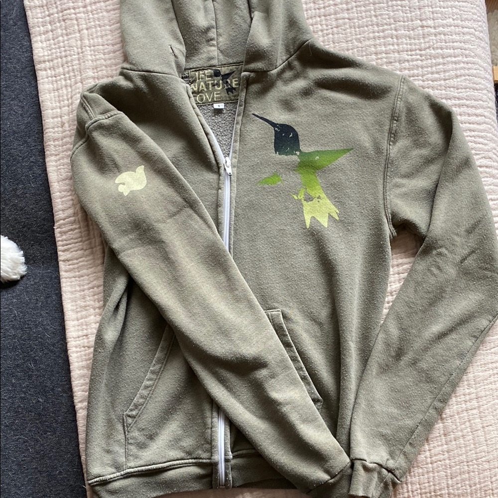 Free city olive green zip-up hoodie
